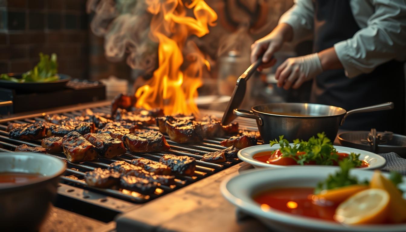 Measured baking ingredients prepared on a counter